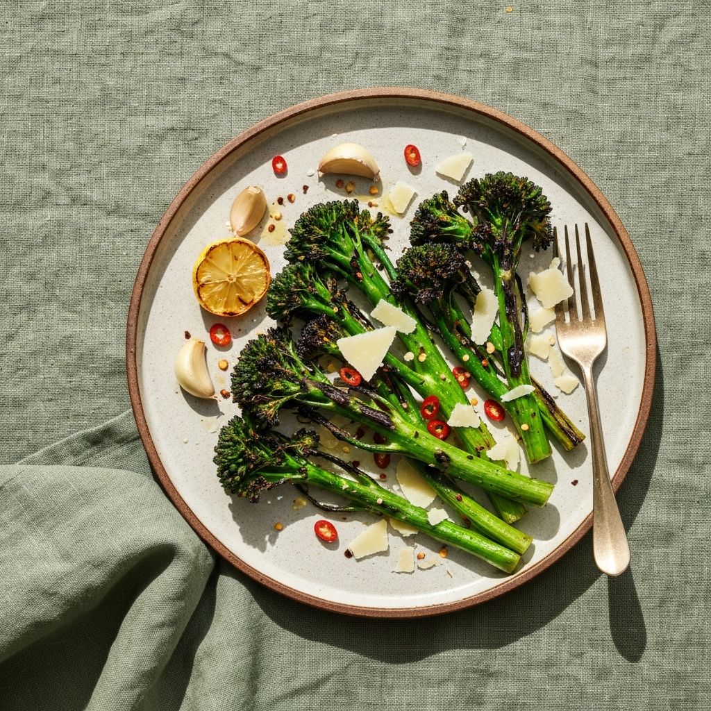 Halstrad broccolini med vitlök och parmesan